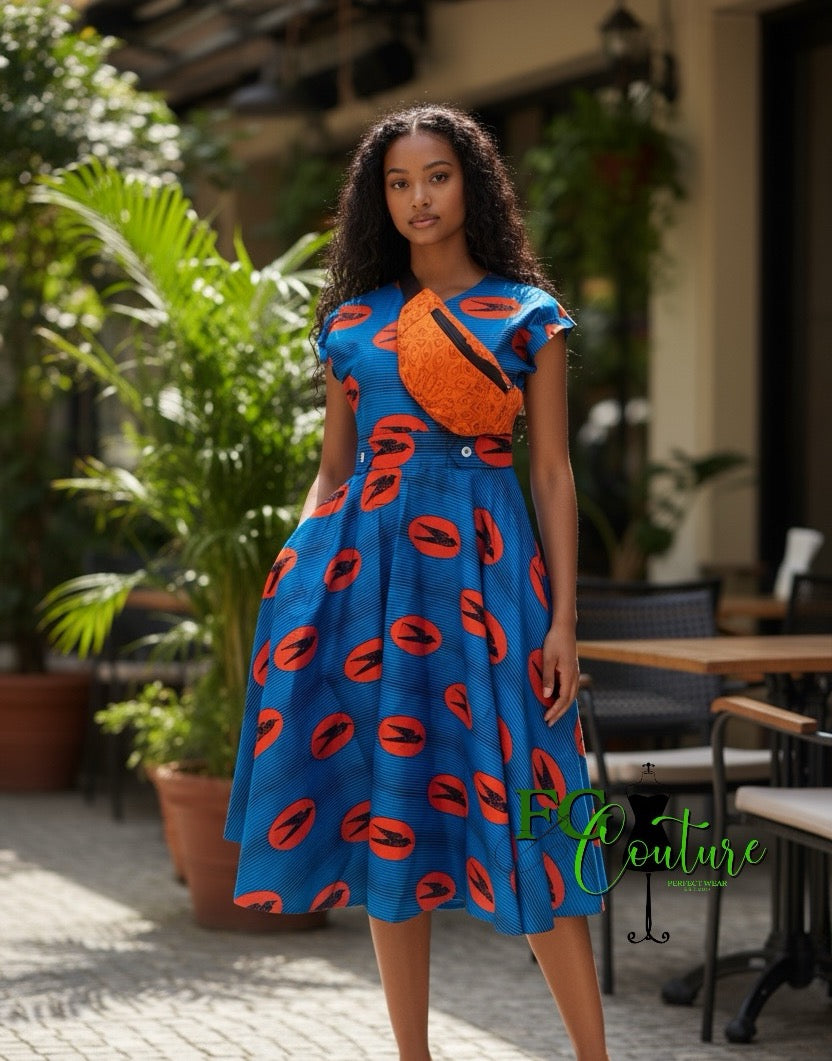 Micah African Print Dress
