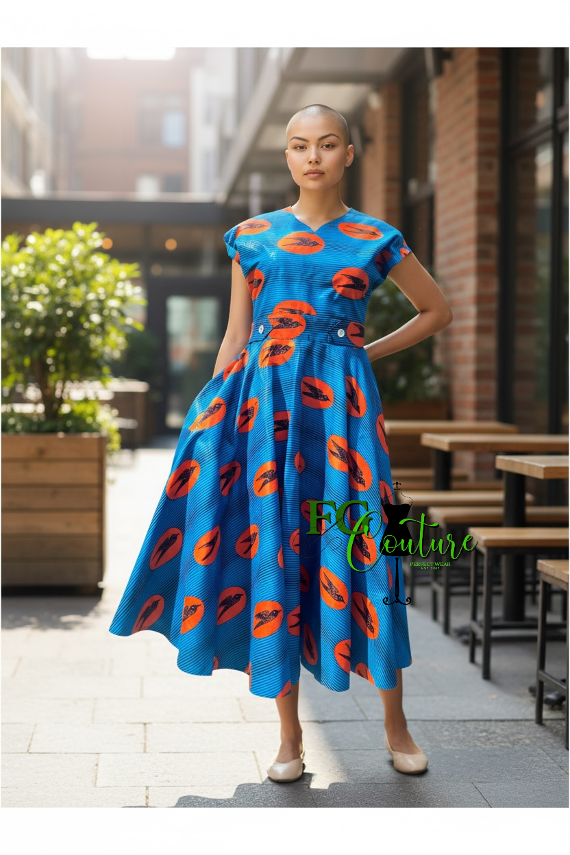 Micah African Print Dress