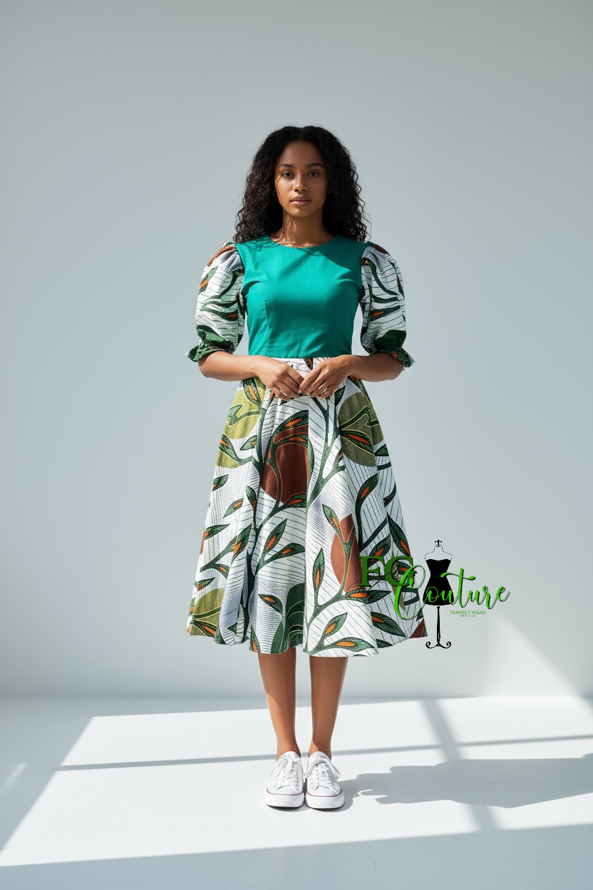 Melissa African Print Flare Dress