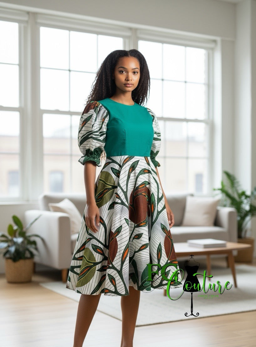 Melissa African Print Flare Dress